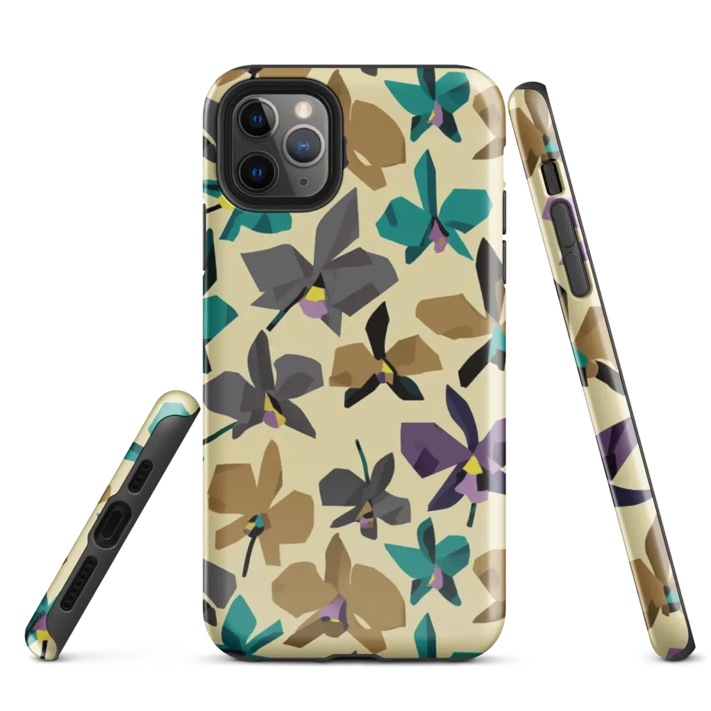 Indigo Petal Circuit on Tough Case for iPhone® — Front