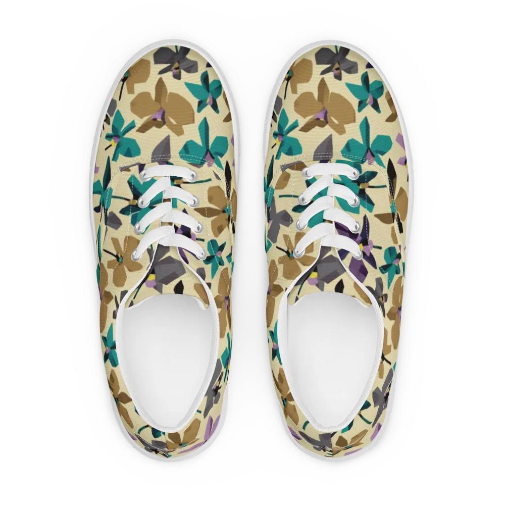 Indigo Petal Circuit on Men's Lace-Up Canvas Shoes — Front