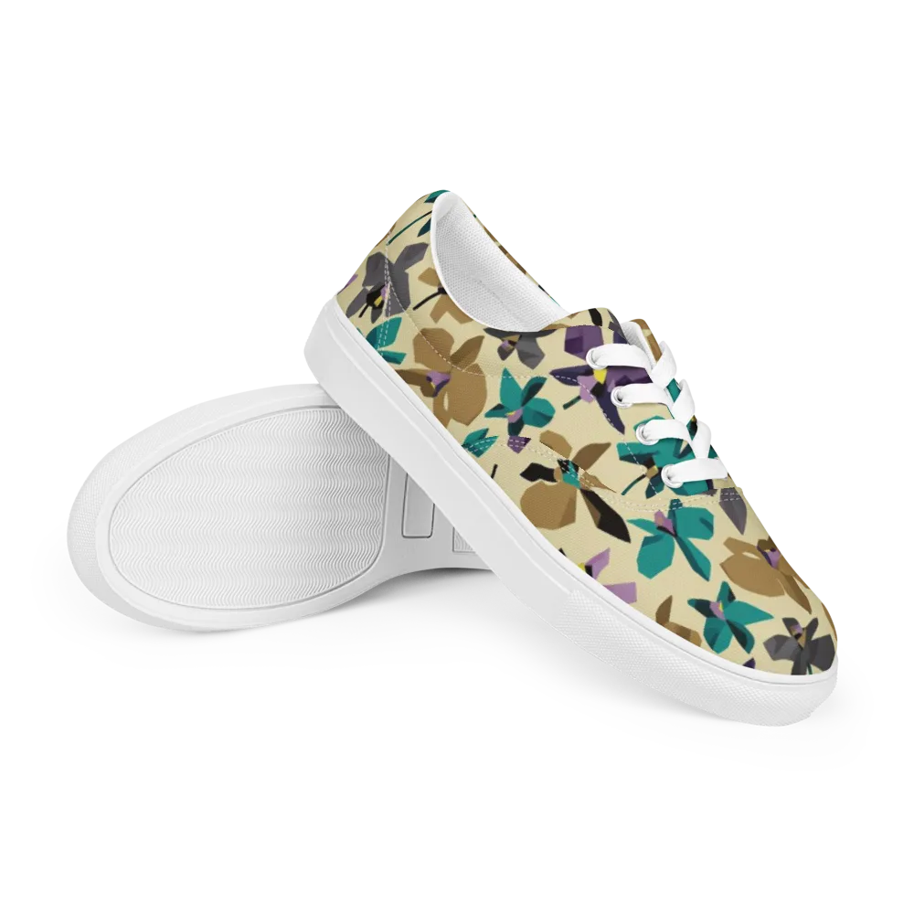 Indigo Petal Circuit on Men's Lace-Up Canvas Shoes — Right Front