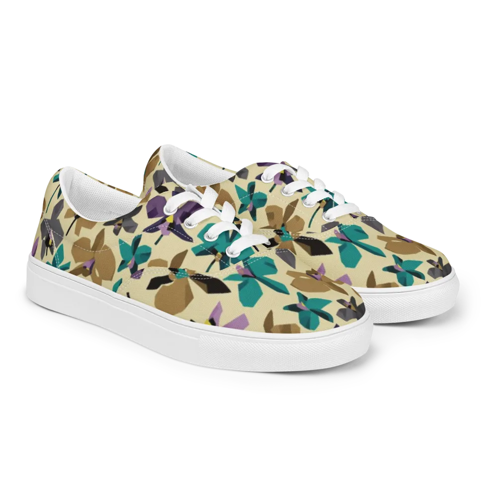 Indigo Petal Circuit on Men's Lace-Up Canvas Shoes — Right Front