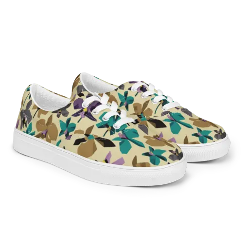 Indigo Petal Circuit on a Men's Lace-Up Canvas Shoes