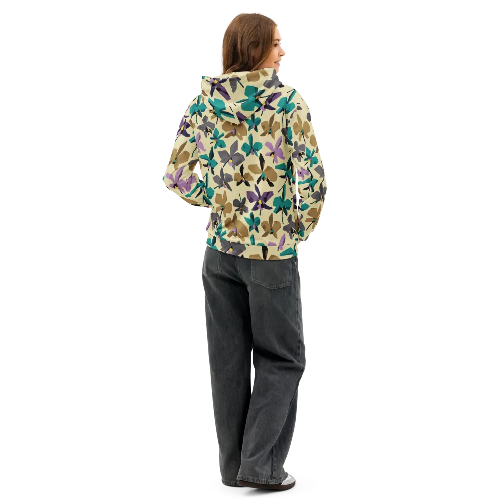 Indigo Petal Circuit on Cotton Hoodie — Back