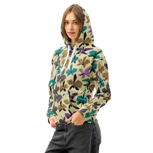 Indigo Petal Circuit on a Cotton Hoodie