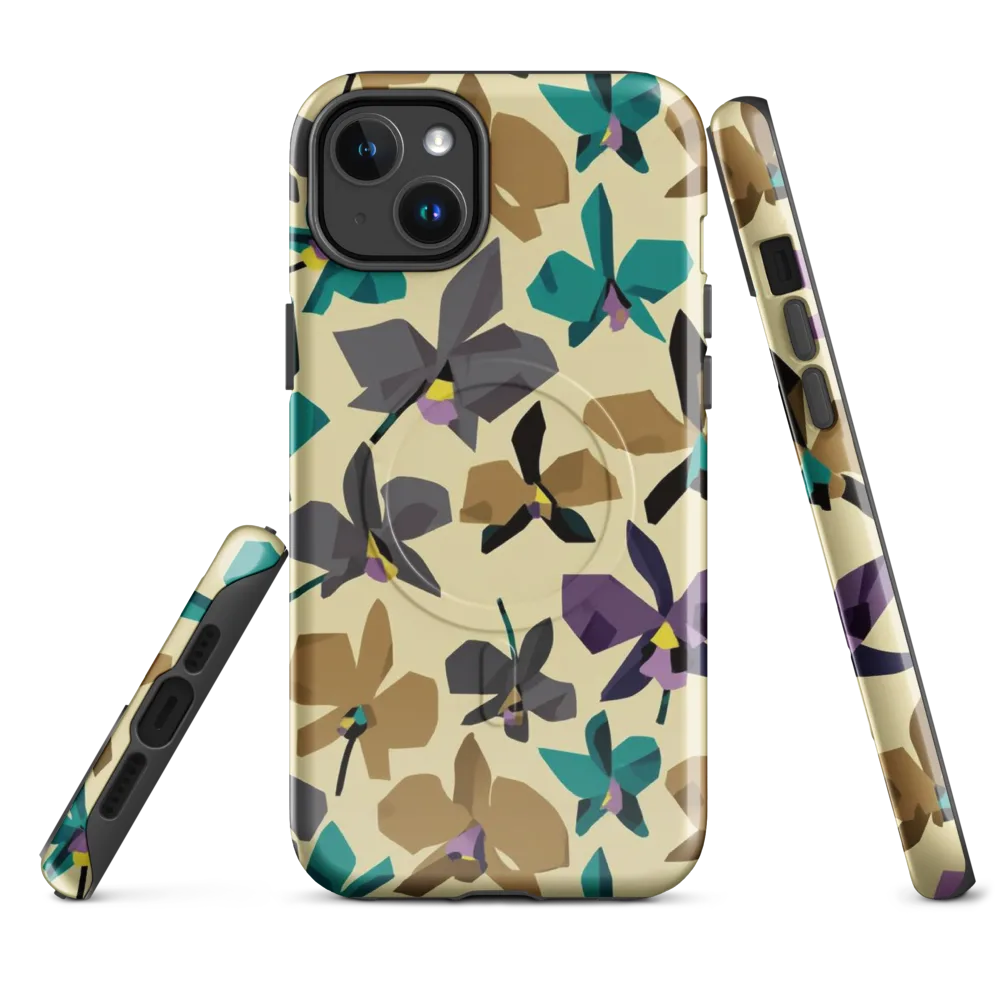 Indigo Petal Circuit on MagSafe Tough Case for iPhone® — Front