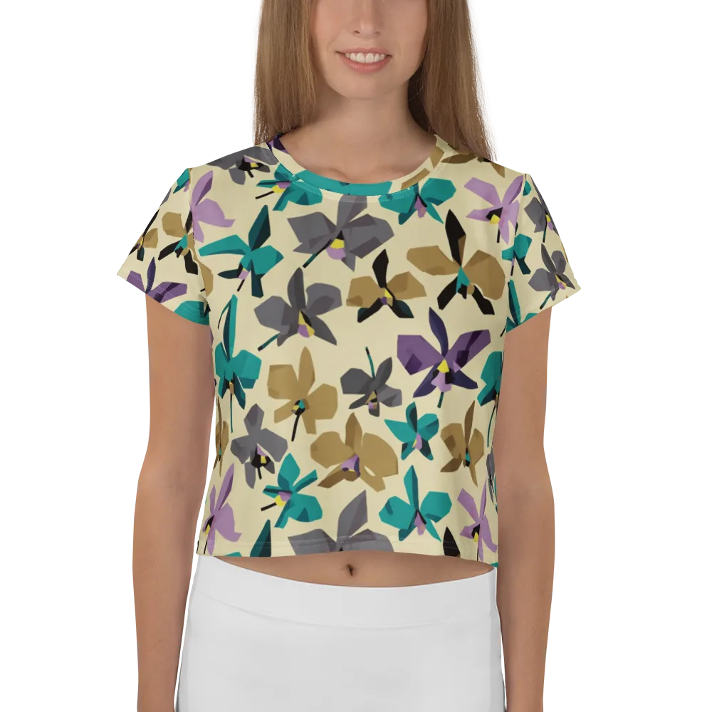 Indigo Petal Circuit on Crop Tee — Front