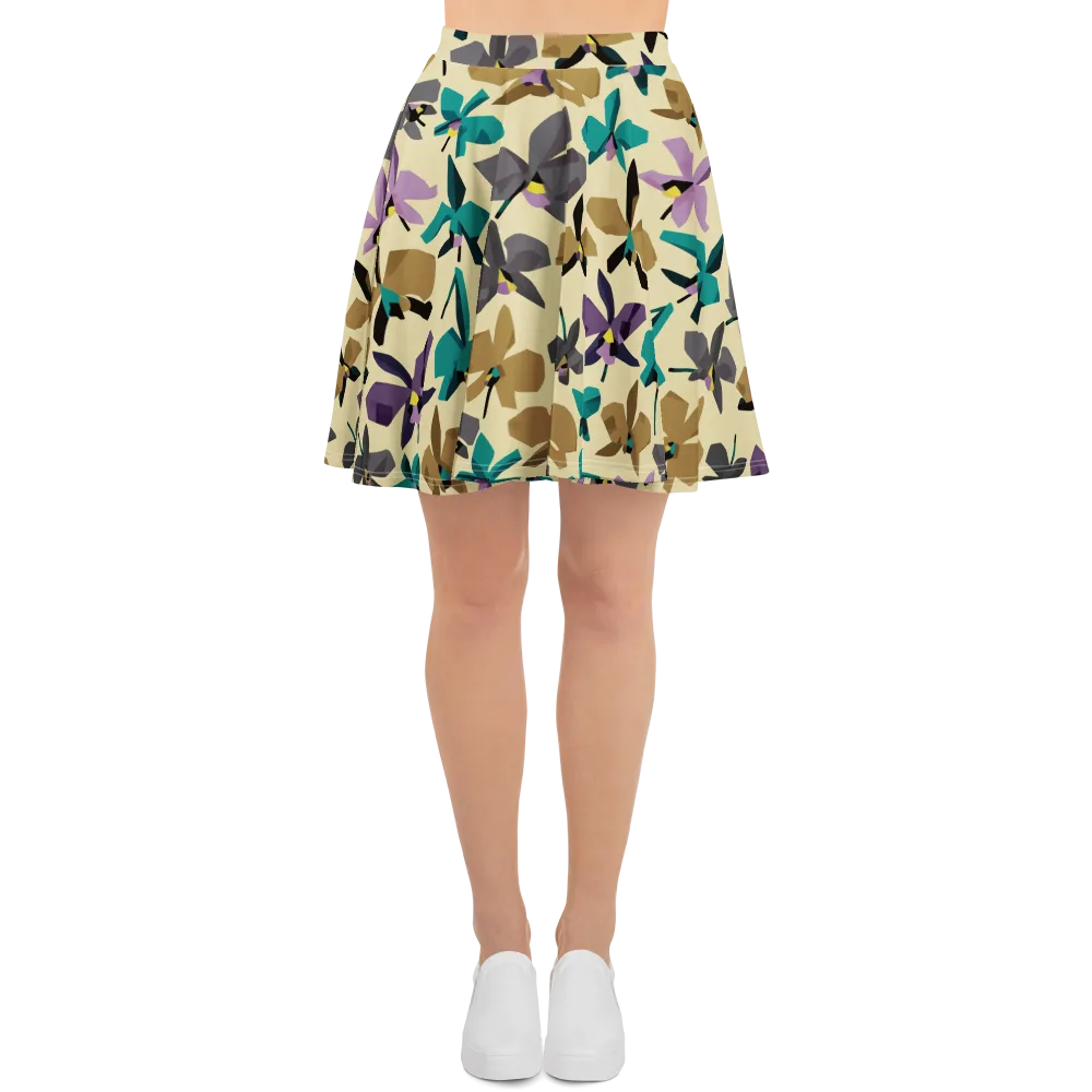 Indigo Petal Circuit on Skater Skirt — Front
