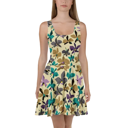 Indigo Petal Circuit on a Skater Dress