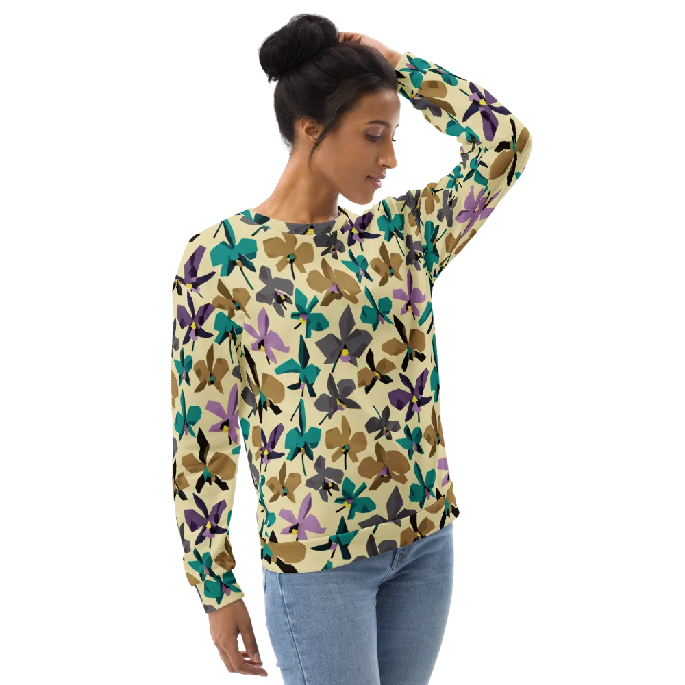 Indigo Petal Circuit on Sweatshirt — Right Front