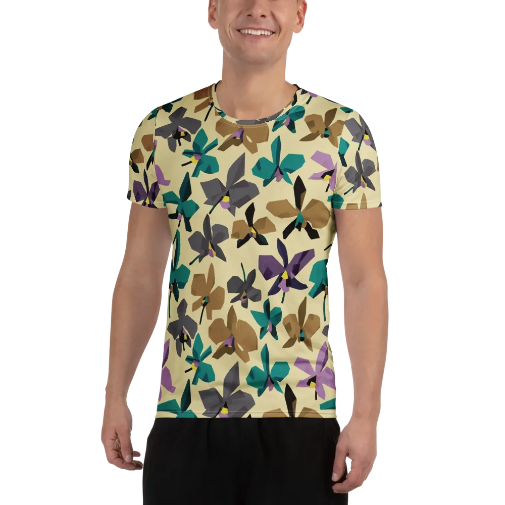 Indigo Petal Circuit on Men's Athletic T-Shirt — Front
