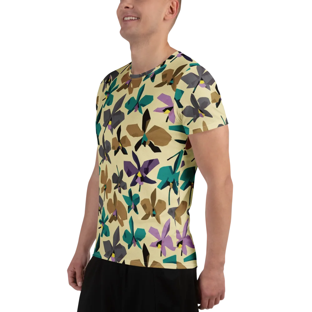 Indigo Petal Circuit on Men's Athletic T-Shirt — Left