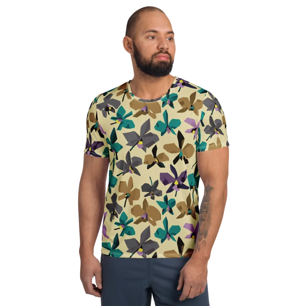 Indigo Petal Circuit on Men's Athletic T-Shirt — Front