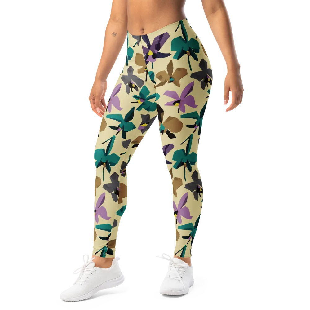 Indigo Petal Circuit on Leggings — Left Front