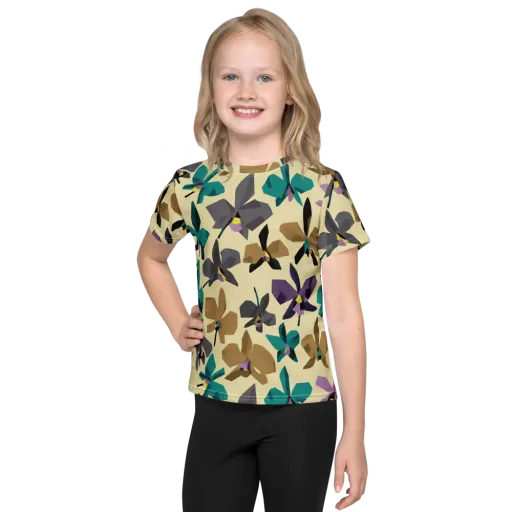 Indigo Petal Circuit on a Kids Crew Neck T-Shirt