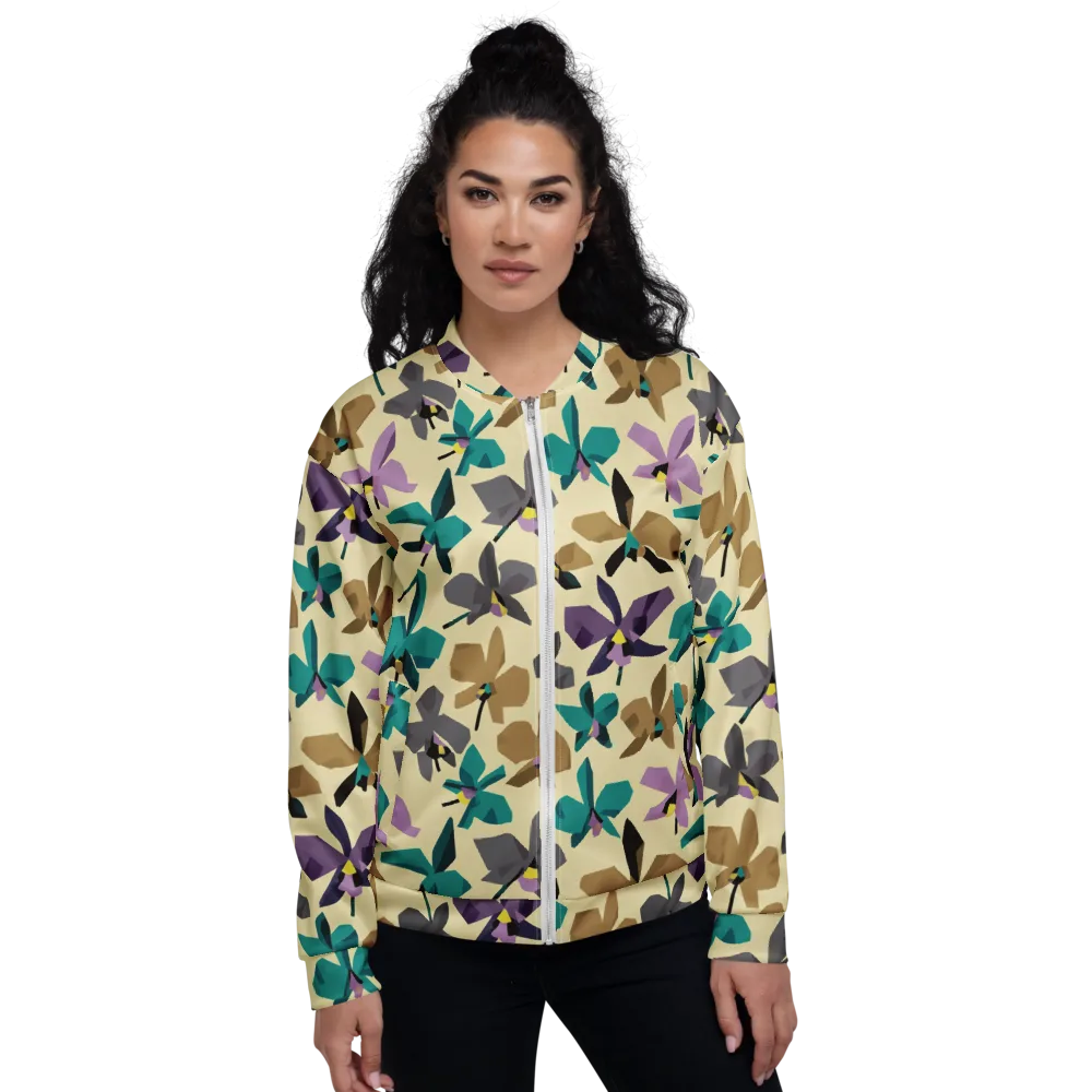 Indigo Petal Circuit on Bomber Jacket — Front