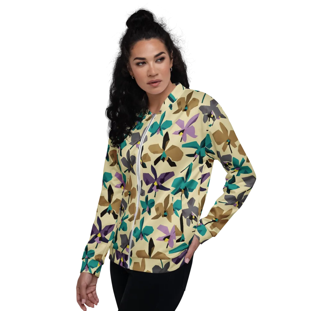 Indigo Petal Circuit on Bomber Jacket — Left