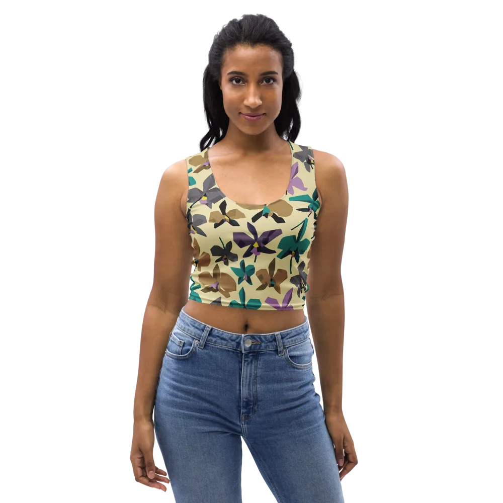 Indigo Petal Circuit on Crop Top — Front
