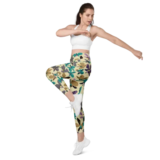 Indigo Petal Circuit on a Leggings with Pockets