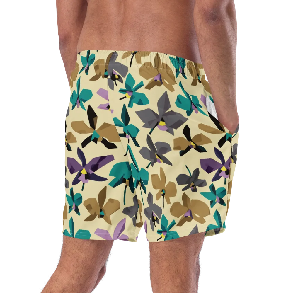 Indigo Petal Circuit on Swim Trunks — Right Back