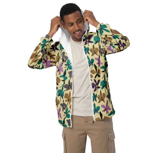 Indigo Petal Circuit on a Men's Windbreaker