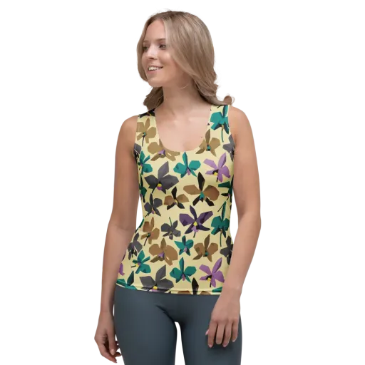 Indigo Petal Circuit on a Women's Tank Top
