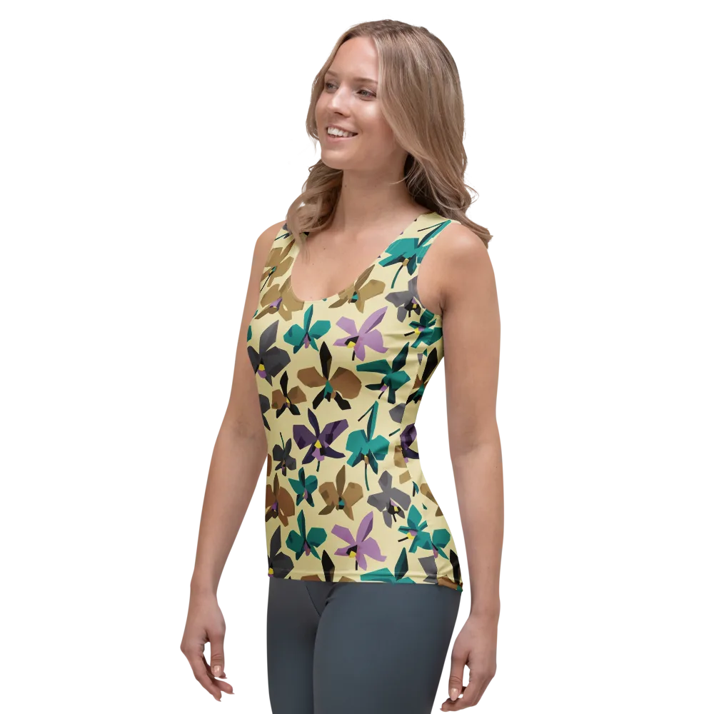 Indigo Petal Circuit on Women's Tank Top — Left Front