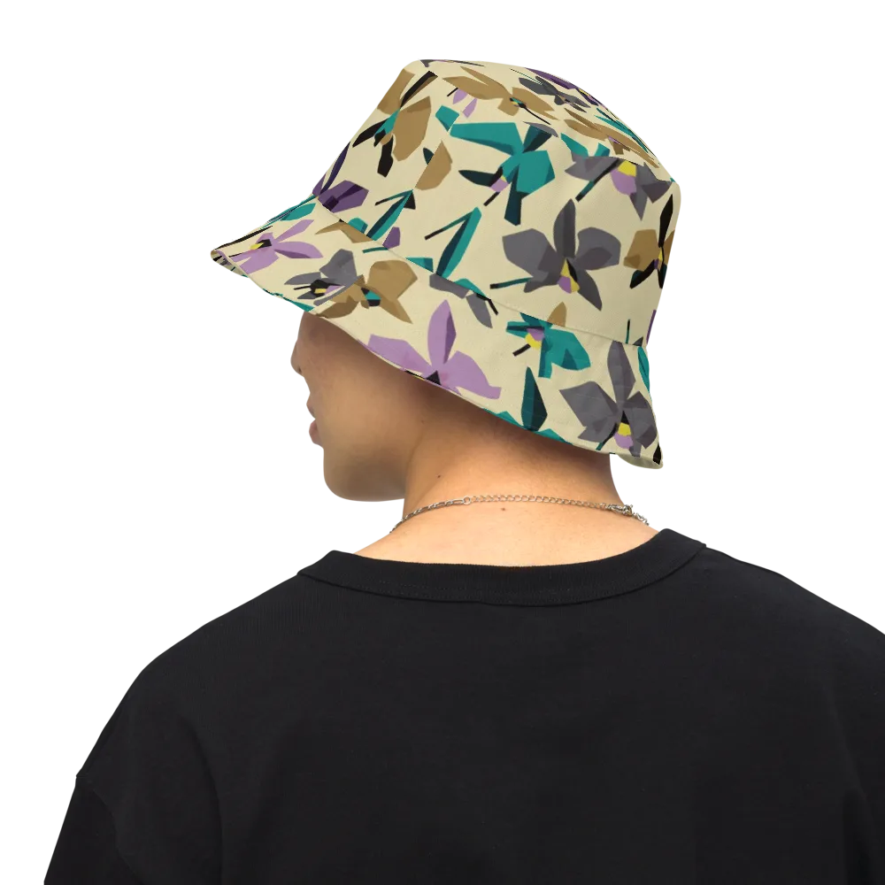 Indigo Petal Circuit on Reversible Bucket Hat — Back Inside