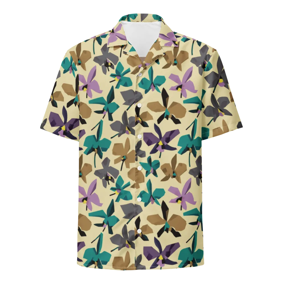 Indigo Petal Circuit on Button Shirt — Front
