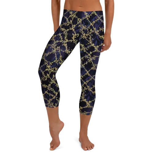 Midnight Filigree on a Capri Leggings