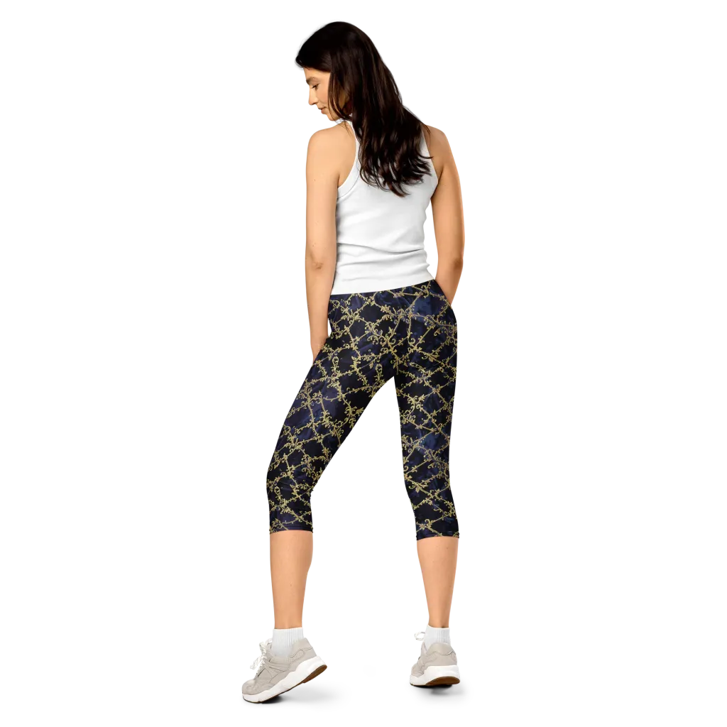 Midnight Filigree on Capri Leggings — Back