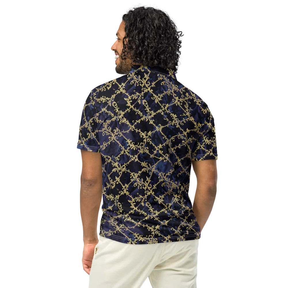 Midnight Filigree on Men's Slim Fit Polo Shirt — Back