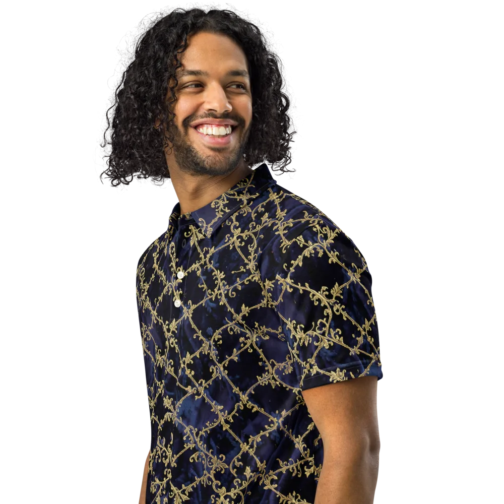 Midnight Filigree on Men's Slim Fit Polo Shirt — Left Front