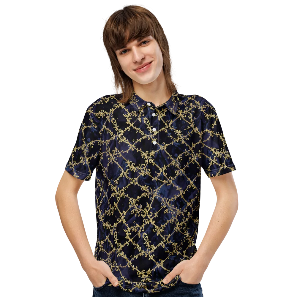 Midnight Filigree on Men's Slim Fit Polo Shirt — Front