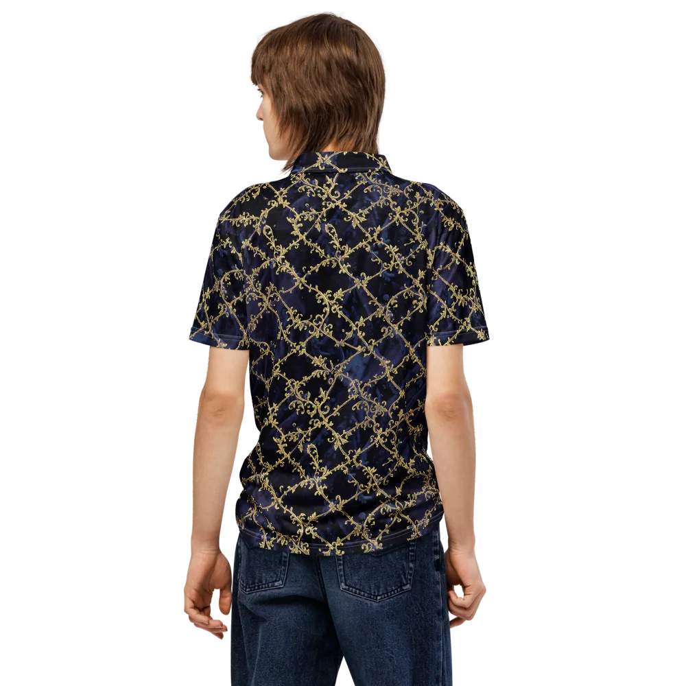 Midnight Filigree on Men's Slim Fit Polo Shirt — Back