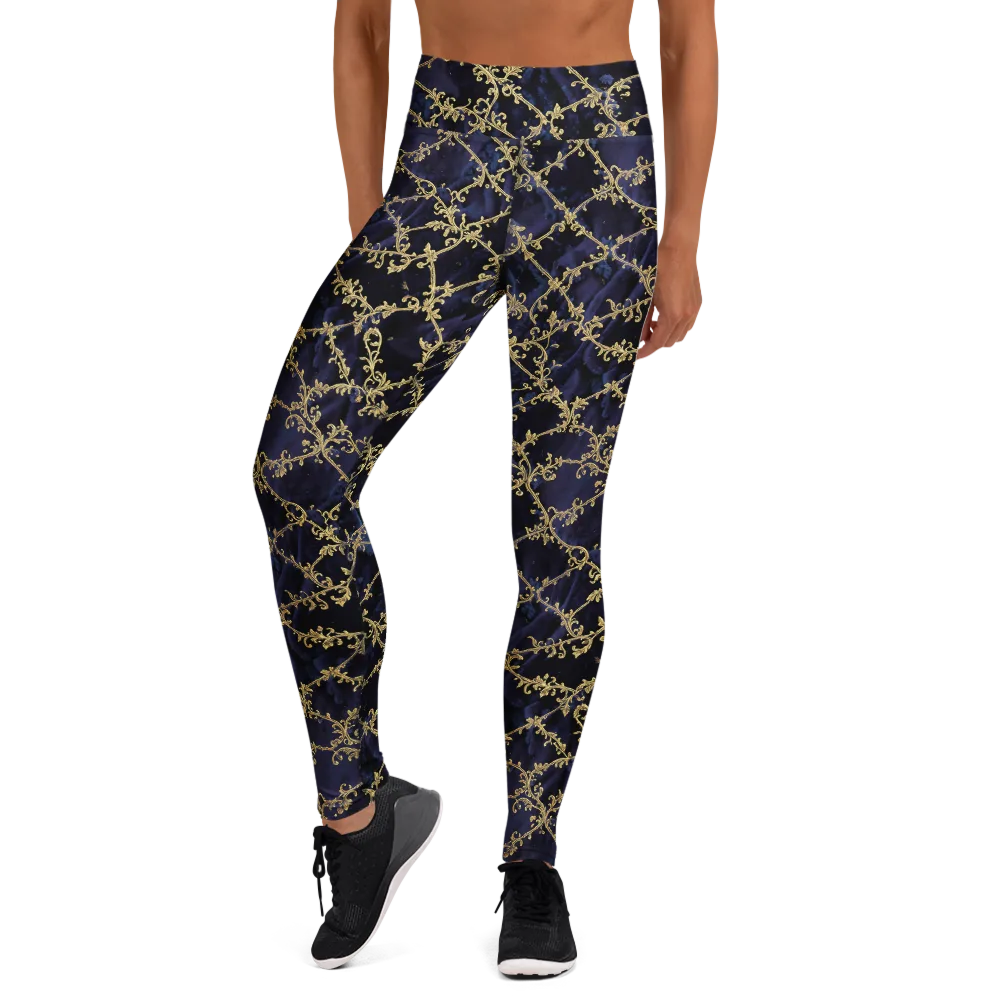 Midnight Filigree on Yoga Leggings — Front