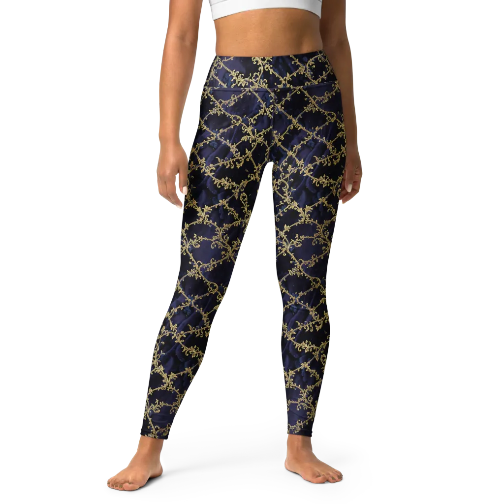 Midnight Filigree on Yoga Leggings — Front