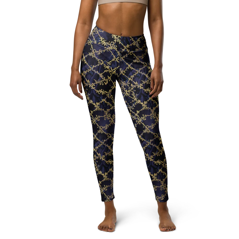 Midnight Filigree on Yoga Leggings — Front