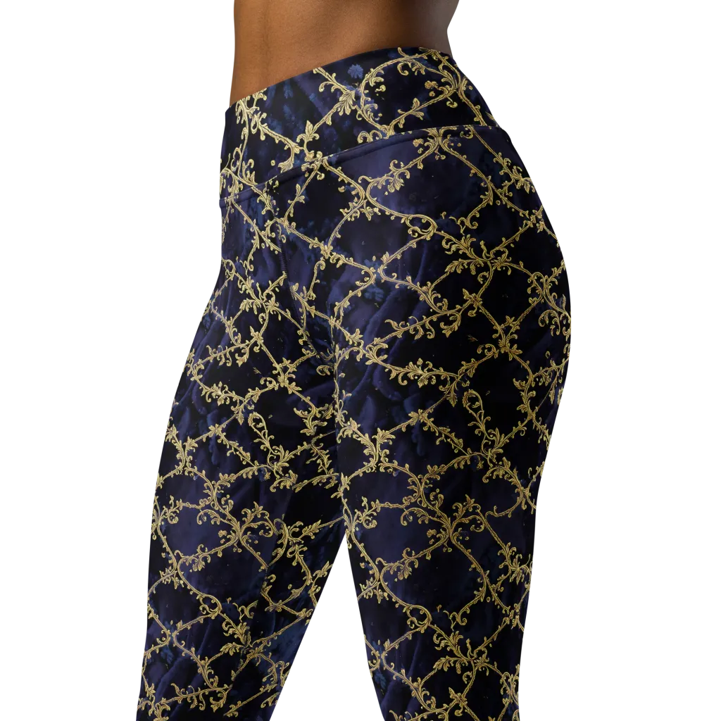 Midnight Filigree on Yoga Leggings — Left Front