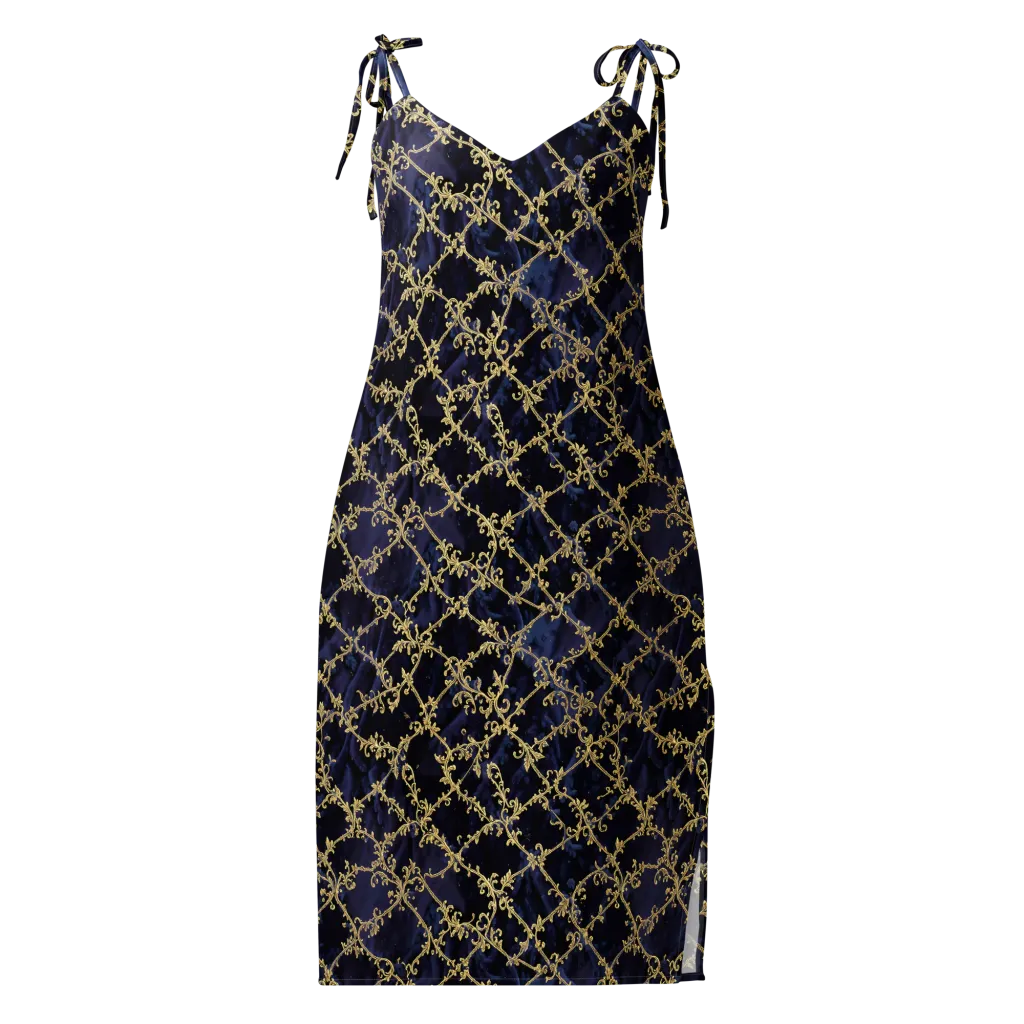 Midnight Filigree on Slip Dress — Front