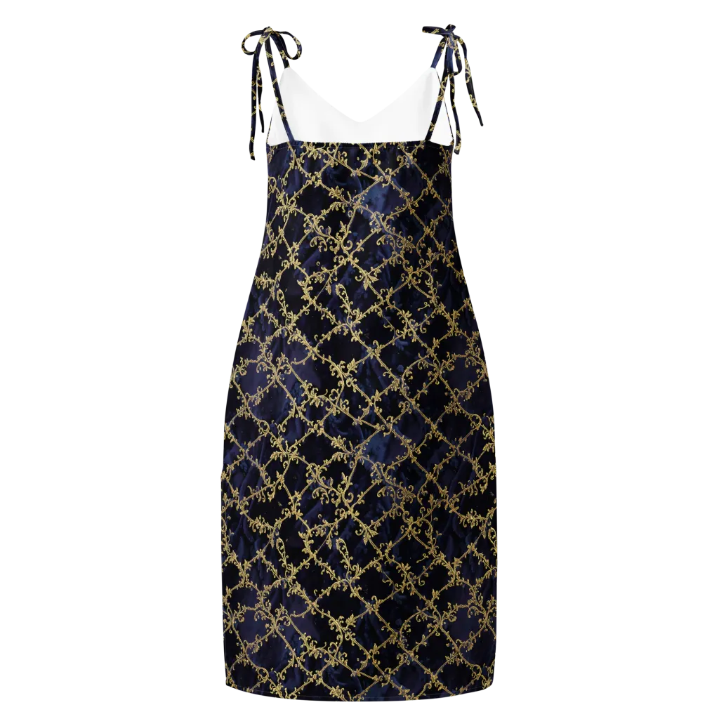 Midnight Filigree on Slip Dress — Back