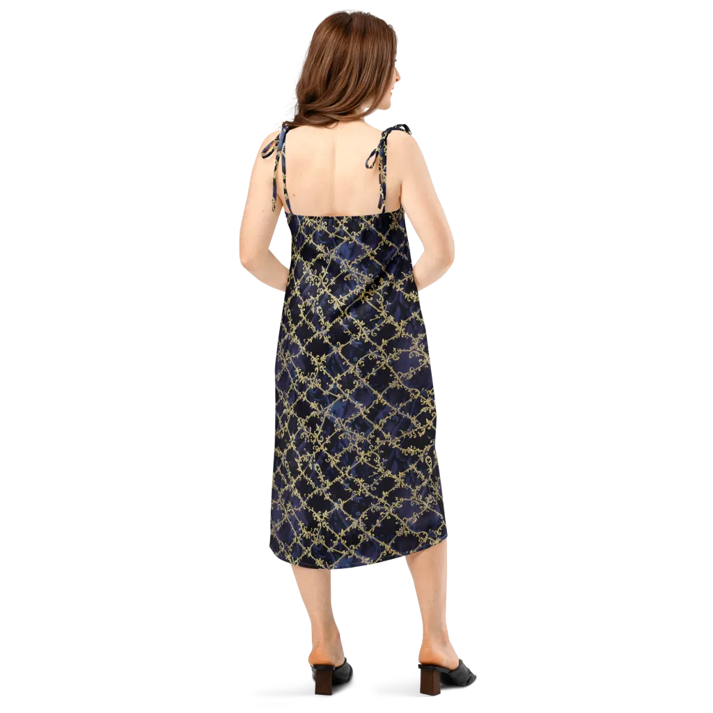 Midnight Filigree on Slip Dress — Back