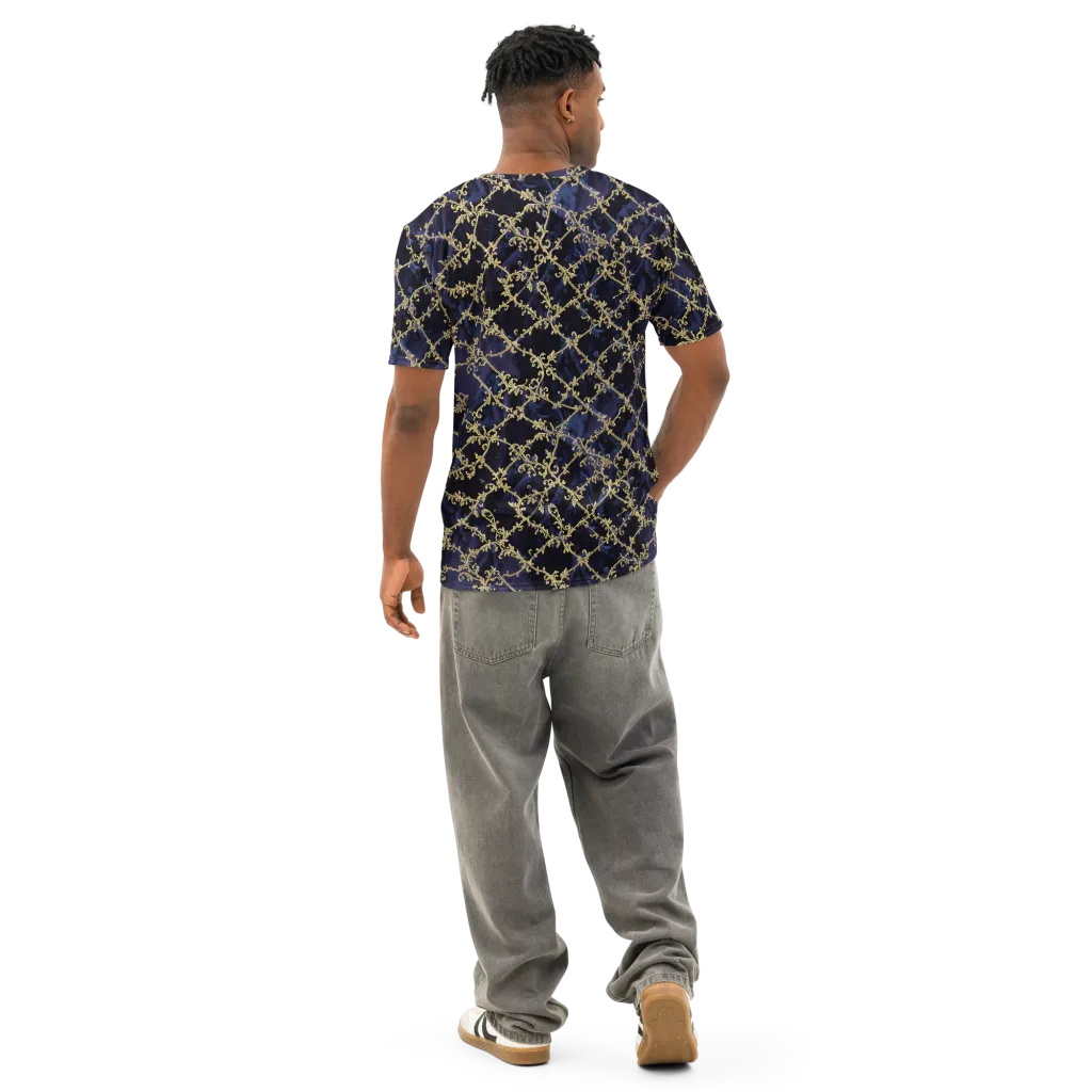 Midnight Filigree on Men's Cotton Crew Neck T-Shirt — Back