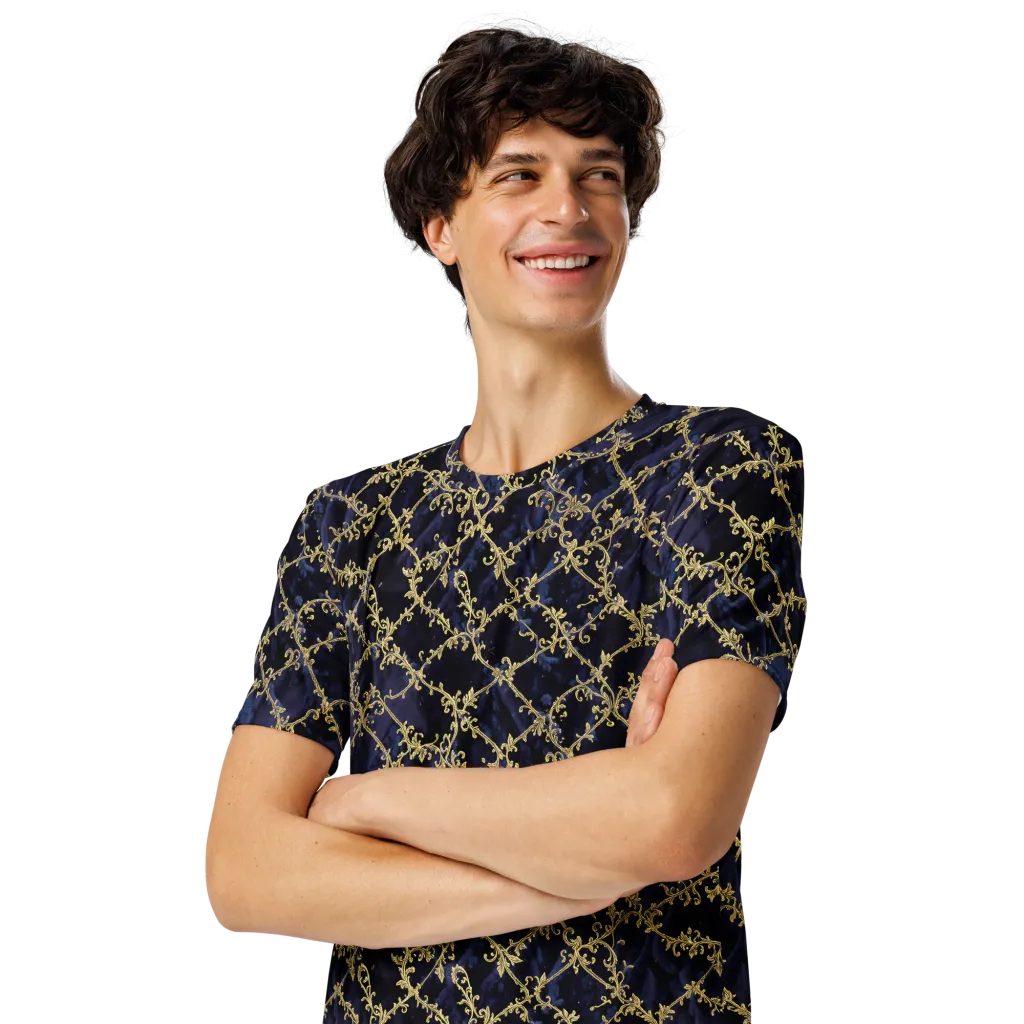 Midnight Filigree on Men's Crew Neck T-Shirt — Left Front