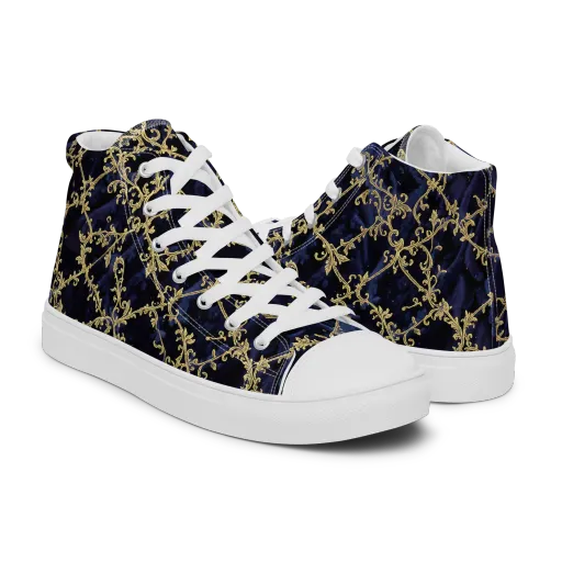 Midnight Filigree on a Men's High Top Canvas Shoes