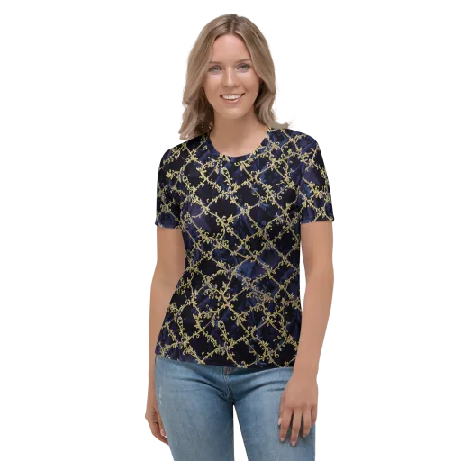 Midnight Filigree on a Women's Crew Neck T-Shirt