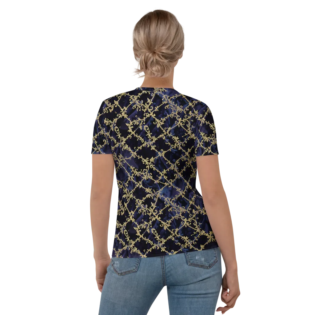 Midnight Filigree on Women's Crew Neck T-Shirt — Back
