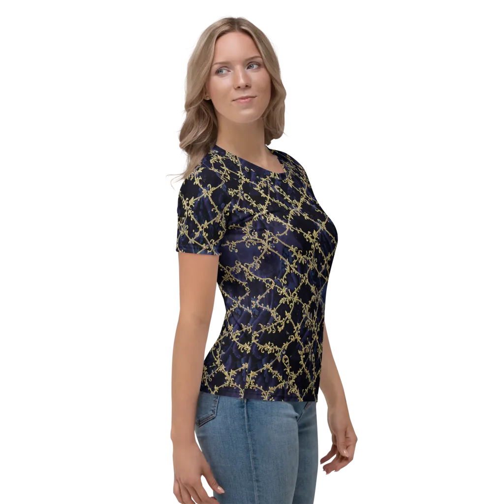 Midnight Filigree on Women's Crew Neck T-Shirt — Right