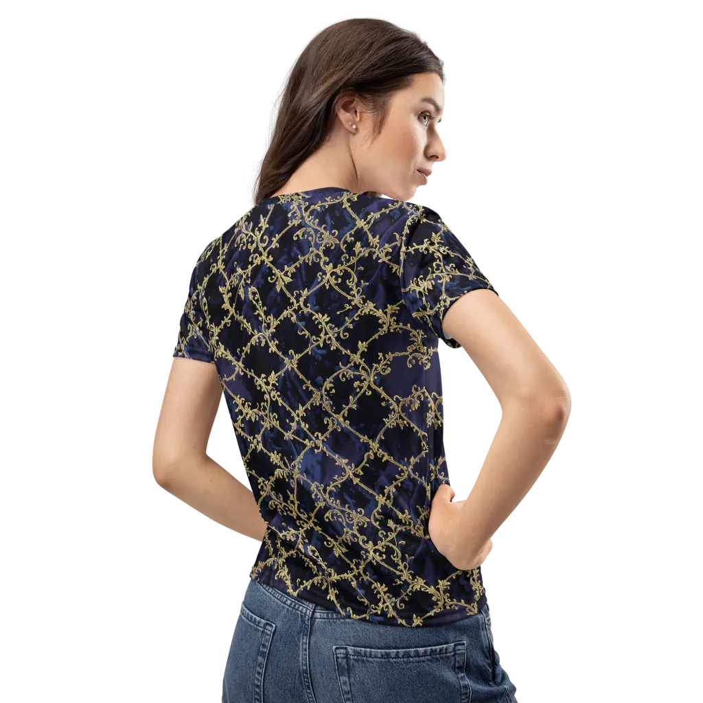Midnight Filigree on Women's Crew Neck T-Shirt — Back