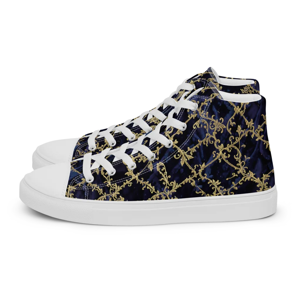 Midnight Filigree on Women's High Top Canvas Shoes — Left