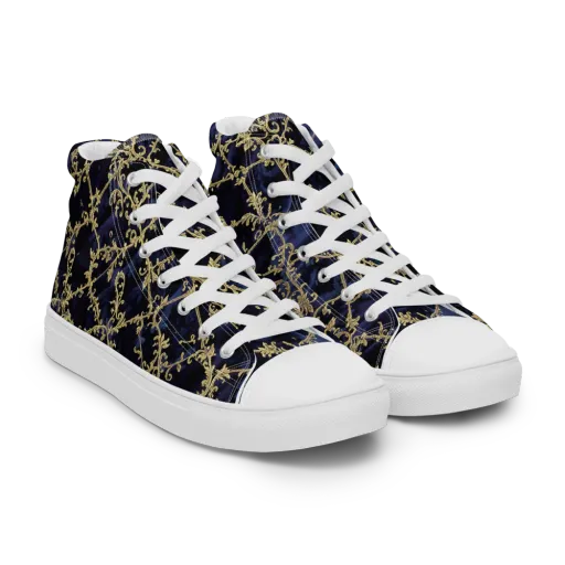 Midnight Filigree on a Women's High Top Canvas Shoes