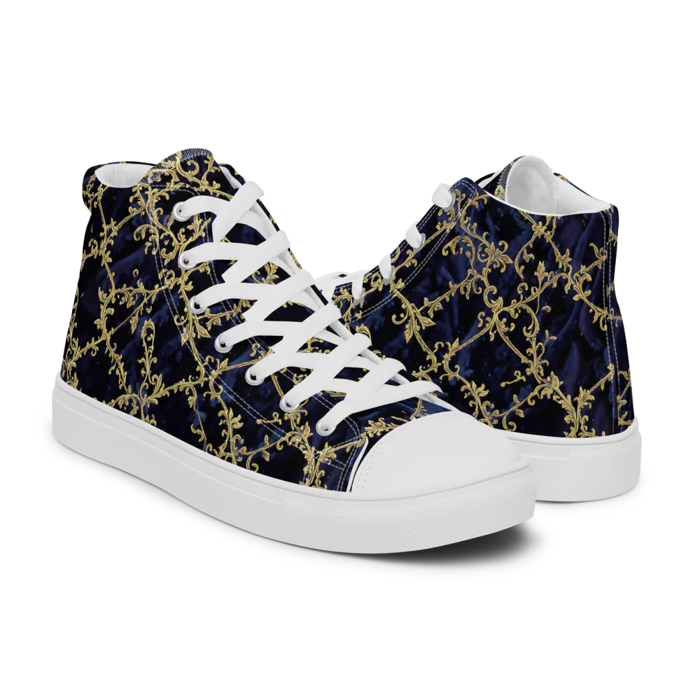 Midnight Filigree on Women's High Top Canvas Shoes — Right
